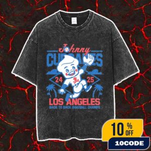 Johnny Cupcakes x Los Angeles Dodgers Back To Back MLB World Series Champions 24-25 Limited New Merch 2025 Artwork Collection Vintage Washed Unisex T-Shirt