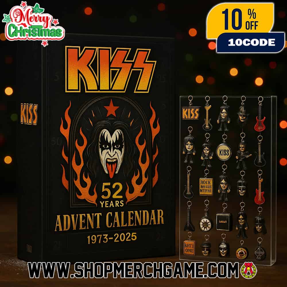 KISS Advent Calendar 52 Years 1973-2025 Ornament Set Band Logo Demon Fire Guitar Holiday Countdown Rock Collectible Gift KISS Advent Calendar 52 Years 1973-2025 Ornament Set Band Logo Demon Fire Guitar Holiday Countdown Rock Collectible Gift