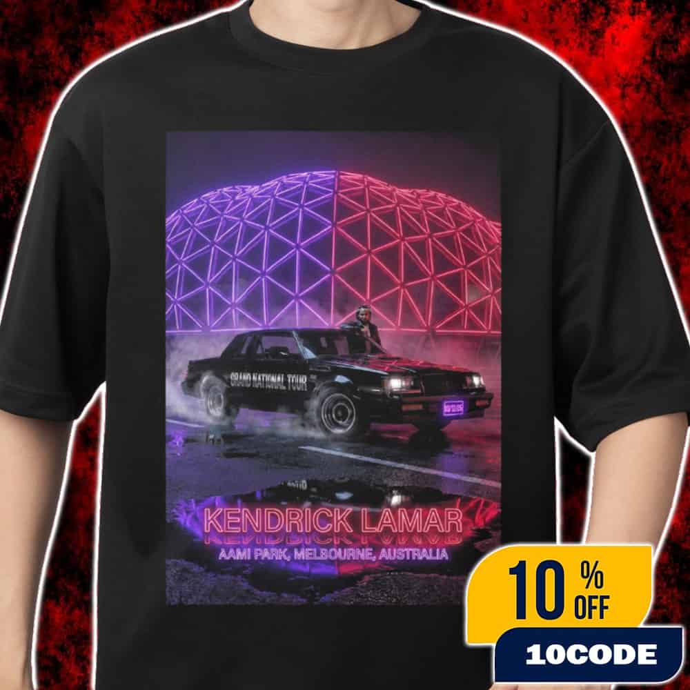 Kendrick Lamar Grand National Tour 2025 Melbourne Poster AAMI Park December 3 2025 Live Concert Event Artwork GNX Car Neon Bioframe Merch Unisex T-Shirt Kendrick Lamar Grand National Tour 2025 Melbourne Poster AAMI Park December 3 2025 Live Concert Event Artwork GNX Car Neon Bioframe Merch Unisex T-Shirt
