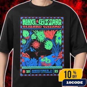 King Gizzard And The Lizard Wizard Part Of World Tour Poster Event Artwork By Amy Jean On November 11 2025 At SaSaZu Prague Czech Republic Merch Unisex T-Shirt