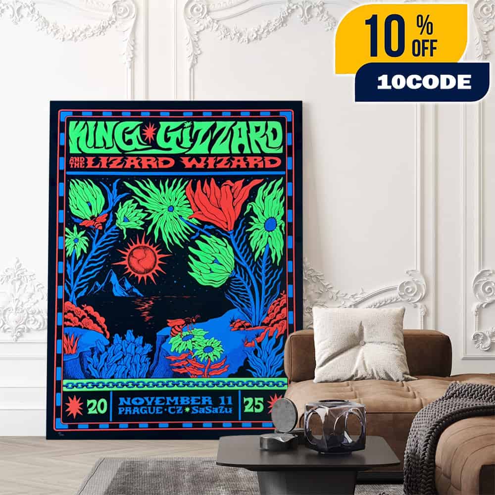 King Gizzard And The Lizard Wizard Part Of World Tour Poster Event Artwork By Amy Jean On November 11 2025 At SaSaZu Prague Czech Republic Poster Canvas Home Decor King Gizzard And The Lizard Wizard Part Of World Tour Poster Event Artwork By Amy Jean On November 11 2025 At SaSaZu Prague Czech Republic Poster Canvas Home Decor