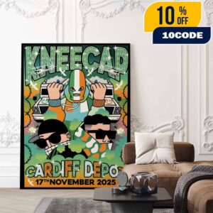 Kneecap Live At Cardiff Depot 17th November 2025 Concert Poster Irish Hip Hop Band Trio Live Design Poster Canvas Home Decor