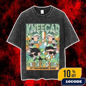 Kneecap Live At Cardiff Depot 17th November 2025 Concert Poster Irish Hip Hop Band Trio Live Design Vintage Washed Unisex T-Shirt