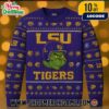 Notre Dame Fighting Irish x Grinch NCAA Football Ugly Christmas Sweater Navy Blue Gold Knit Pullover With Helmet ND Logo Shamrock Snowflakes Fair Isle Pattern College Sports Holiday Winter