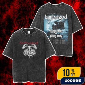 Lamb Of God North America Tour 2026 x Kublai Khan TX x Fit For An Autopsy x Sanguisugabogg Poster Tour Dates Merch Unisex Two Sided Washed T-Shirt