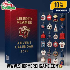 Liberty Flames 2025 Advent Calendar 24 Day Holiday Countdown NCAA Ornament Set University Sports Collectible Christmas Decorations For Fans