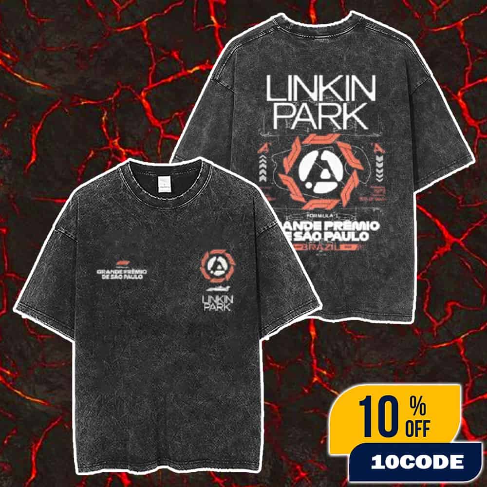 Linkin Park x F1 Sao Paulo Pop-Up Exclusive Event Tee On November 5-6-7-8-9 2025 At E-Lab Rua Augusta With Gabriel Bortoleto F1 Grand Prix 2025 Sao Paulo Washed T-Shirt Linkin Park x F1 Sao Paulo Pop-Up Exclusive Event Tee On November 5-6-7-8-9 2025 At E-Lab Rua Augusta With Gabriel Bortoleto F1 Grand Prix 2025 Sao Paulo Washed T-Shirt