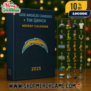 Los Angeles Chargers x The Grinch Advent Calendar 2025 Ornament Set 24 Day Holiday Countdown NFL Christmas Collectible Decorations Limited Edition