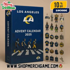 Los Angeles Rams Advent Calendar 2025 Ornament Set 24 Day Holiday Countdown NFL Football Collectible Decorations With Player Figurines Super Bowl Trophy And Team Logo Charms