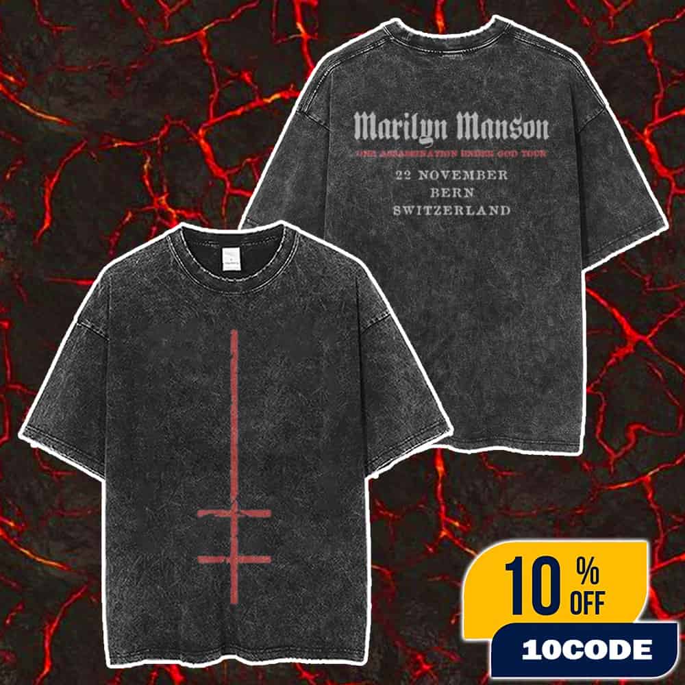 Marilyn Manson One Assassination Under God Tour 2025 Event Tee City Limited November 22 2025 At Bern Switzerland Merch Unisex Two Sided Washed T-Shirt Marilyn Manson One Assassination Under God Tour 2025 Event Tee City Limited November 22 2025 At Bern Switzerland Merch Unisex Two Sided Washed T-Shirt