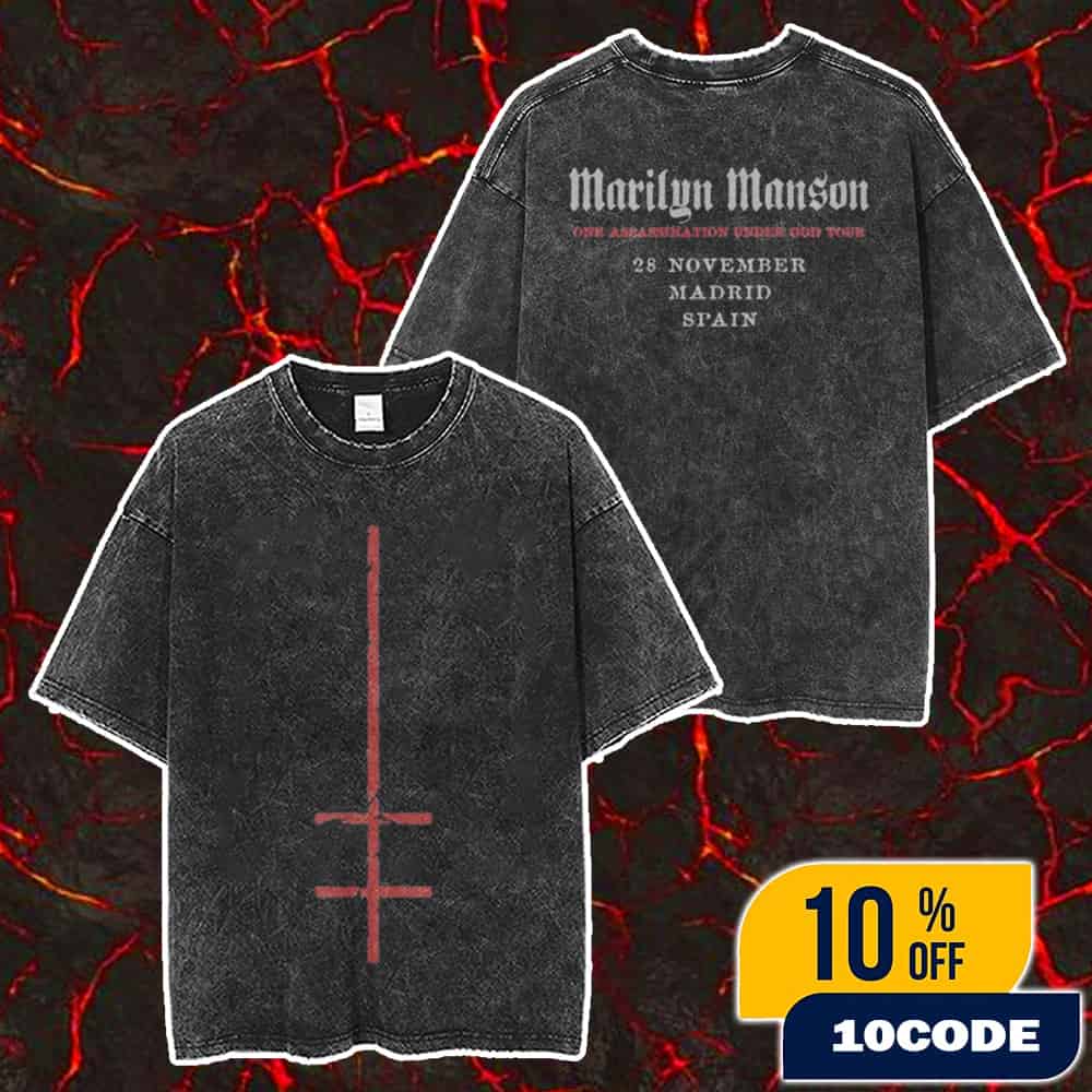 Marilyn Manson One Assassination Under God Tour 2025 Event Tee City Limited November 30 2025 At Lisbon Portugal Merch Unisex Two Sided Washed T-Shirt Marilyn Manson One Assassination Under God Tour 2025 Event Tee City Limited November 30 2025 At Lisbon Portugal Merch Unisex Two Sided Washed T-Shirt