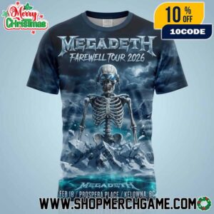 Megadeth Farewell Tour 2026 Kelowna BC Feb 18 Prospera Place Metal Concert Tour Poster Artwork 3D Unisex T-Shirt