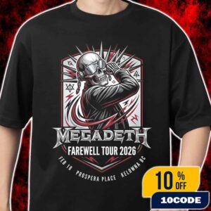 Megadeth Farewell Tour 2026 Kelowna BC Feb 18 Prospera Place Metal Concert Tour Poster Artwork Merch Unisex T-Shirt