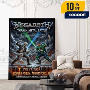 Megadeth February 17 2026 Thrash Metal Battle Rogers Forum Abbotsford BC Poster With Anthrax Exodus Farewell Tour Concert Vintage Artwork Poster Canvas