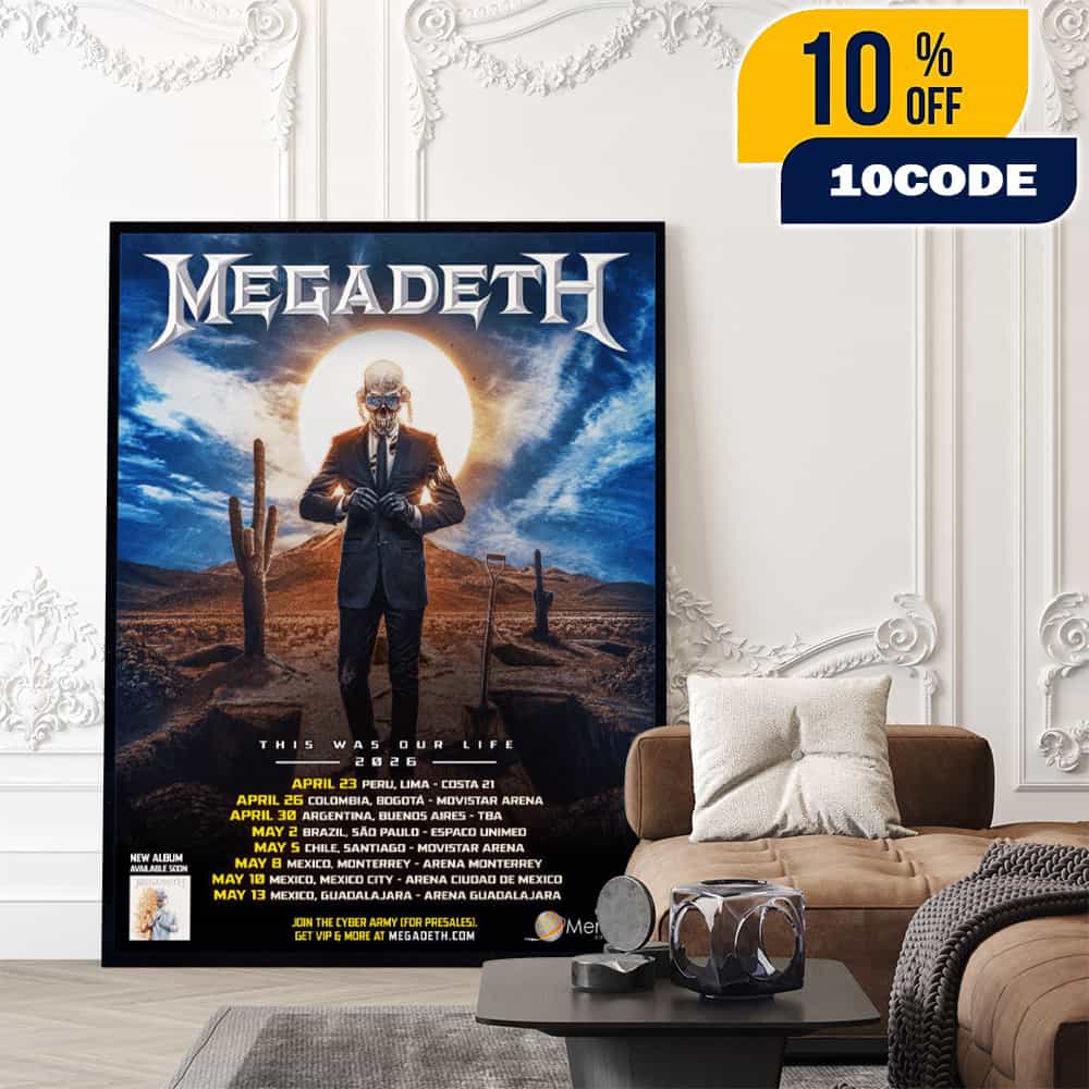 Megadeth This Was Our Life Tour 2026 With Tour Dates Poster Artwork Poster Canvas Home Decor Megadeth This Was Our Life Tour 2026 With Tour Dates Poster Artwork Poster Canvas Home Decor