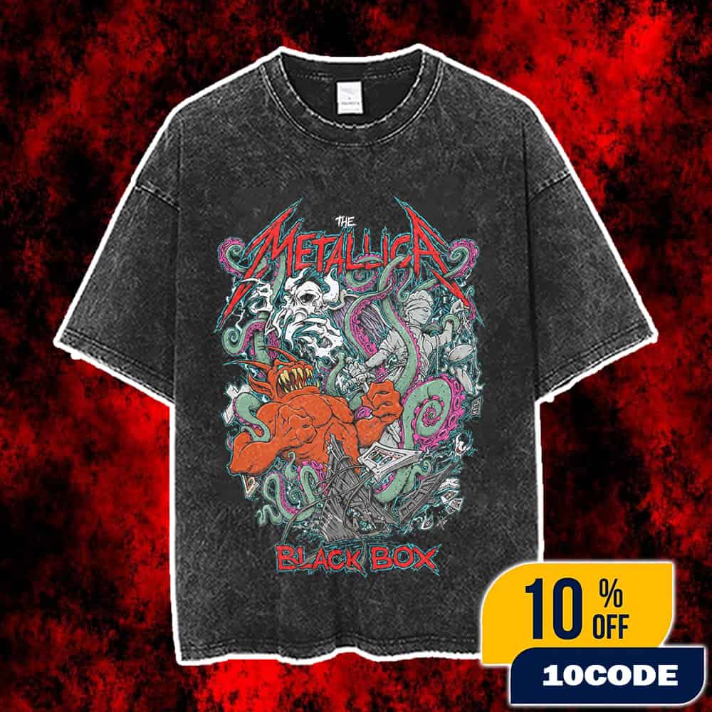 Metallica Black Box Eruption Screen Printed Poster Limited Edition By Tony Squindo Fifth Member Exclusive Numbered Collectible 2025 Vintage Washed Unisex T-Shirt Metallica Black Box Eruption Screen Printed Poster Limited Edition By Tony Squindo Fifth Member Exclusive Numbered Collectible 2025 Vintage Washed Unisex T-Shirt