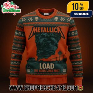 Metallica Load The House Jack Built Ugly Christmas Sweater 1996 Album Artwork Knitted Holiday Pullover Nordic Pattern Heavy Metal Winter Knitwear Unisex