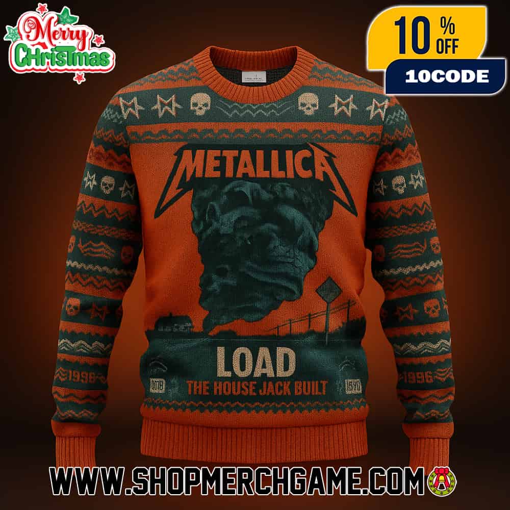 Metallica Load The House Jack Built Ugly Christmas Sweater 1996 Album Artwork Knitted Holiday Pullover Nordic Pattern Heavy Metal Winter Knitwear Unisex Metallica Load The House Jack Built Ugly Christmas Sweater 1996 Album Artwork Knitted Holiday Pullover Nordic Pattern Heavy Metal Winter Knitwear Unisex