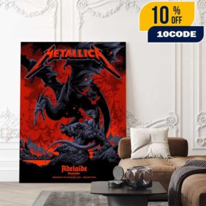 Metallica M72 Adelaide Pop-Up Exclusive Poster Artwork By Ken Taylor Australia Tour On November 5 2025 At Adelaide Oval Poster Canvas Home Decor