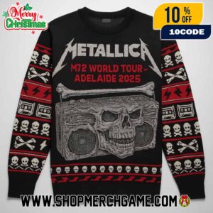 Metallica M72 Adelaide World Tour Event Poster Artwork By Glenno Smith On November 5th 2025 At Adelaide Oval Australia New Christmas Gifts Ugly Sweater Shirt For Fans