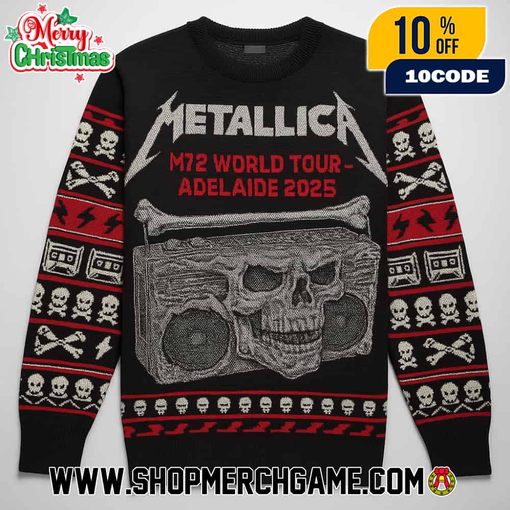 Metallica M72 Adelaide World Tour Event Poster Artwork By Glenno Smith On November 5th 2025 At Adelaide Oval Australia New Christmas Gifts Ugly Sweater Shirt For Fans Metallica M72 Adelaide World Tour Event Poster Artwork By Glenno Smith On November 5th 2025 At Adelaide Oval Australia New Christmas Gifts Ugly Sweater Shirt For Fans
