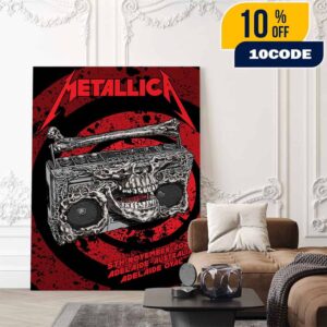Metallica M72 Adelaide World Tour Event Poster Artwork By Glenno Smith On November 5th 2025 At Adelaide Oval Australia Poster Canvas Home Decor