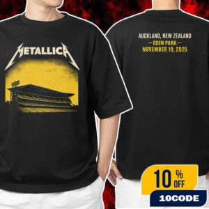 Metallica M72 Auckland On November 19 2025 At Eden Park New Zealand Stadium Artwork With Tour Dates Backprint Unisex T-Shirt Merchandise