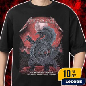 Metallica M72 Auckland World Tour November 19 2025 At Eden Park New Zealand Poster Event By Mr Wolf Dragon Design Merch Unisex T-Shirt