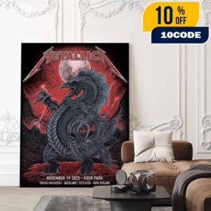 Metallica M72 Auckland World Tour November 19 2025 At Eden Park New Zealand Poster Event By Mr Wolf Dragon Design Poster Canvas Home Decor