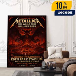 Metallica M72 Auckland World Tour On November 19 2025 At Eden Park New Zealand Poster Event Artwork Hell Fire Devil Volcanic Inferno Poster Canvas Home Decor