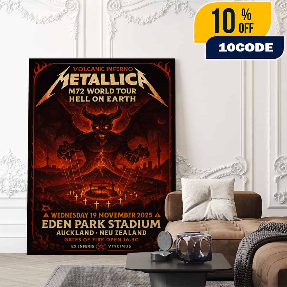 Metallica M72 Auckland World Tour On November 19 2025 At Eden Park New Zealand Poster Event Artwork Hell Fire Devil Volcanic Inferno Poster Canvas Home Decor Metallica M72 Auckland World Tour On November 19 2025 At Eden Park New Zealand Poster Event Artwork Hell Fire Devil Volcanic Inferno Poster Canvas Home Decor
