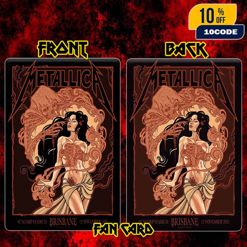 Metallica M72 Brisbane Exclusive Limited Edition Poster Event Artwork By Teniele Sadd World Tour On November 12 2025 At Suncorp Stadium Australia Fan Card Metallica M72 Brisbane Exclusive Limited Edition Poster Event Artwork By Teniele Sadd World Tour On November 12 2025 At Suncorp Stadium Australia Fan Card