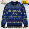 Metallica Baltimore Ravens Ugly Christmas Sweater Unisex Navy Black Knit Holiday Pullover NFL Metal Band Football Mashup Festive Crewneck