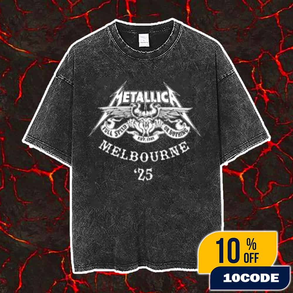 Metallica M72 Melbourne World Tour On November 8 2025 At Marvel Stadium Docklands Australia Event Artwork Full Speed Or Nothing Est 1981 By Tony Squindo Vintage Washed Unisex T-Shirt Metallica M72 Melbourne World Tour On November 8 2025 At Marvel Stadium Docklands Australia Event Artwork Full Speed Or Nothing Est 1981 By Tony Squindo Vintage Washed Unisex T-Shirt