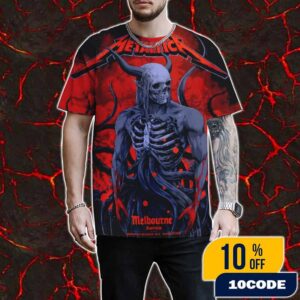 Metallica M72 Melbourne World Tour On November 8 2025 At Marvel Stadium Docklands Australia Event Poster Artwork By Ken Taylor All Over Print T-Shirt