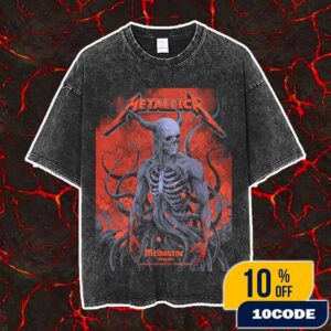 Metallica M72 Melbourne World Tour On November 8 2025 At Marvel Stadium Docklands Australia Event Poster Artwork By Ken Taylor Washed T-Shirt