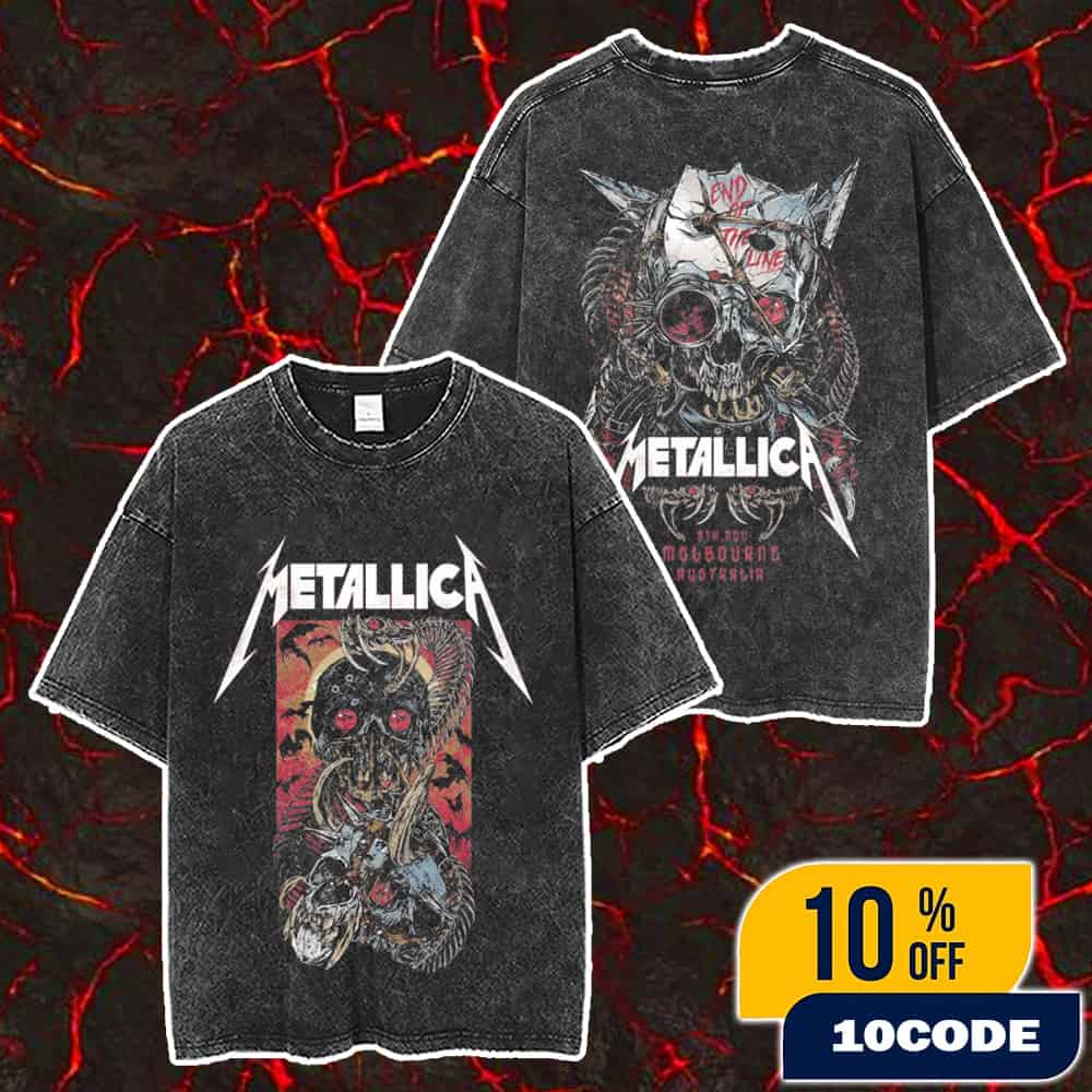 Metallica M72 Melbourne World Tour On November 8 2025 At Marvel Stadium Docklands Australia Event Tee Artwork By Rhys Cooper Merch Unisex Two Sided Washed T-Shirt Metallica M72 Melbourne World Tour On November 8 2025 At Marvel Stadium Docklands Australia Event Tee Artwork By Rhys Cooper Merch Unisex Two Sided Washed T-Shirt