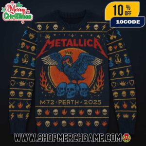 Metallica M72 Perth Limited Edition Show Print For The ANZ Shows World Tour On November 1st 2025 At Optus Stadium Australia Poster Artwork By Ben Brown Christmas Gift Ugly Sweater For Fans