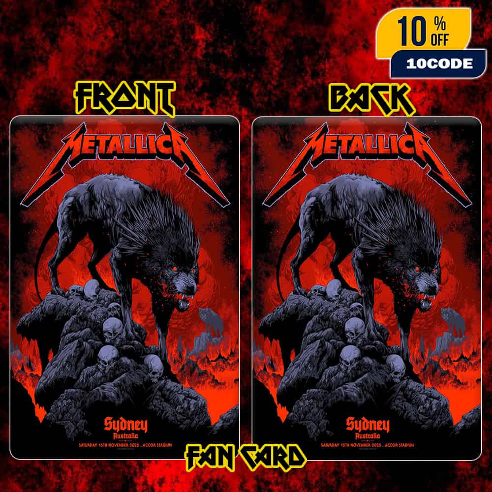 Metallica M72 Sydney Exclusive Pop-Up Poster Event World Tour Artwork By Ken Taylor On November 15 2025 At Accor Stadium Australia Fan Card Metallica M72 Sydney Exclusive Pop-Up Poster Event World Tour Artwork By Ken Taylor On November 15 2025 At Accor Stadium Australia Fan Card