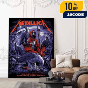 Metallica M72 Sydney World Tour Poster Event Artwork By Blair Sayer On November 15th 2025 At Accor Stadium Australia Poster Canvas Home Decor