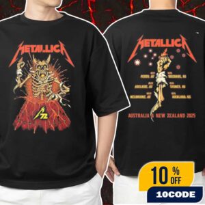 Metallica M72 World Tour Australia And New Zealand 2025 Artwork By Puis Calzada With Tour Dates Backprint Unisex T-Shirt Merchandise