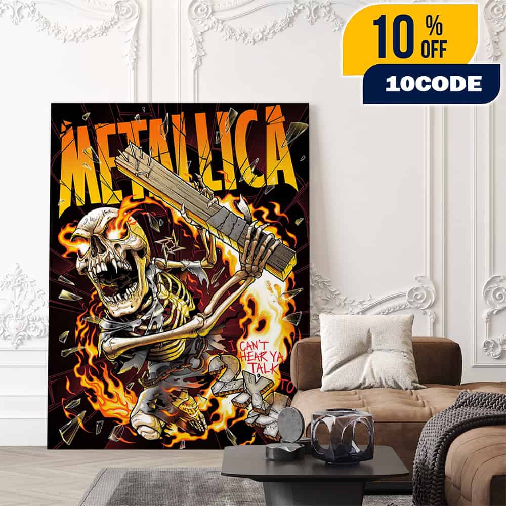 Metallica Skeleton Figure Playing Guitar Can’t Hear Ya Talk Load Album Poster Series Remastered By Andrew Cremeans On November 5 2025 At The Met Store UK Poster Canvas Home Decor Metallica Skeleton Figure Playing Guitar Can’t Hear Ya Talk Load Album Poster Series Remastered By Andrew Cremeans On November 5 2025 At The Met Store UK Poster Canvas Home Decor