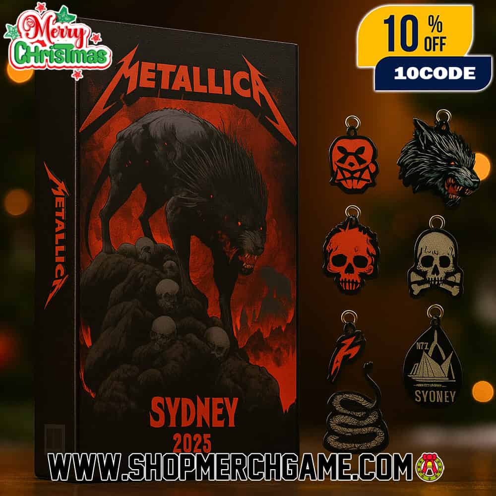 Metallica Sydney 2025 Advent Calendar Ornament Set 24 Day Holiday Countdown With Wolf Skulls Snake Lightning Accor Stadium M72 World Tour Collectible Keychains Gift Box Metallica Sydney 2025 Advent Calendar Ornament Set 24 Day Holiday Countdown With Wolf Skulls Snake Lightning Accor Stadium M72 World Tour Collectible Keychains Gift Box
