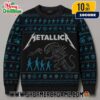 Foo Fighters The Grinch Ugly Christmas Sweater Knitted Holiday Pullover Featuring Rock Band Logo Fair Isle Pattern With Guitars Drumsticks Snowflakes