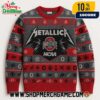 Metallica x Indiana Hoosiers Ugly Christmas Sweater Burgundy Cream Knitted Crew Neck Fair Isle NCAA Holiday Band Pullover Merch