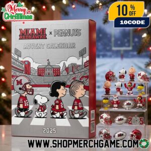 Miami Redhawks x Peanuts Advent Calendar 2025 Collectible Ornament Football Holiday Countdown Christmas Gift Box NCAA College Basketball Christmas Decoration