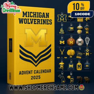 Michigan Wolverines Advent Calendar 2025 With 24 Collectible Ornaments Football Helmets Go Blue Mascot Christmas Holiday Countdown Gift For NCAA College Fan