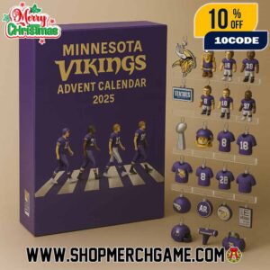 Minnesota Vikings Advent Calendar Ornament 2025 Collectible Mini Figurines Holiday Countdown Gift Set 24 Days Christmas Decorations NFL Memorabilia