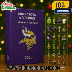 Minnesota Vikings x The Grinch Advent Calendar 2025 Ornament Set 24 Day Holiday Countdown NFL Christmas Collectible Decorations Limited Edition