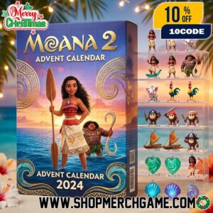 Moana 2 Advent Calendar Ornament 2024 Disney Character Figurines Christmas Countdown Collectible Decorations Polynesian Theme Holiday Gift Set